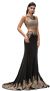 Main image of Floral Lace Accents Two Piece Long Formal Prom Dress